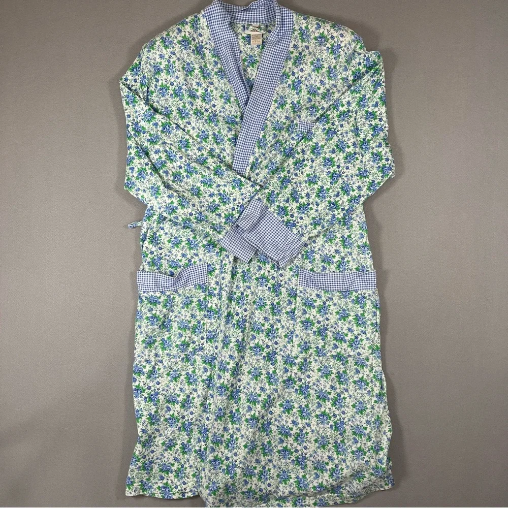 🪻90s Victoria’s Secret Gold Label Floral Cotton Robe M/L Cottagecore Tradwife - Picture 3 of 12